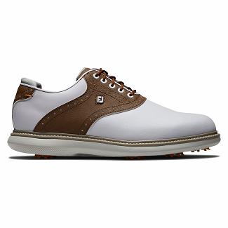 Scarpe Golf Footjoy Uomo Traditions Spikes Bianche/Marroni Italia AIJ092175